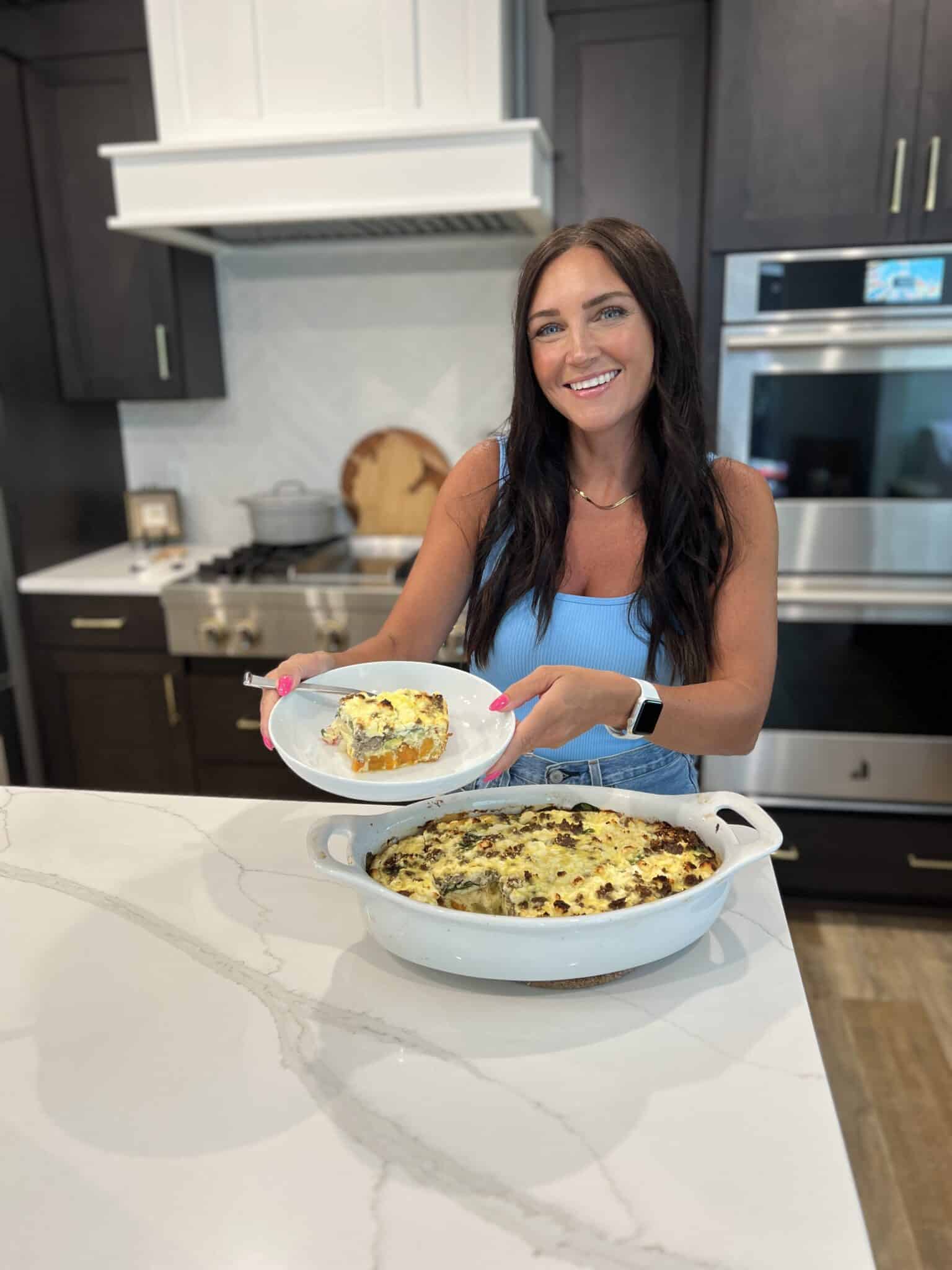 High protein breakfast casserole, breakfast meal prep, stilettos and diapers