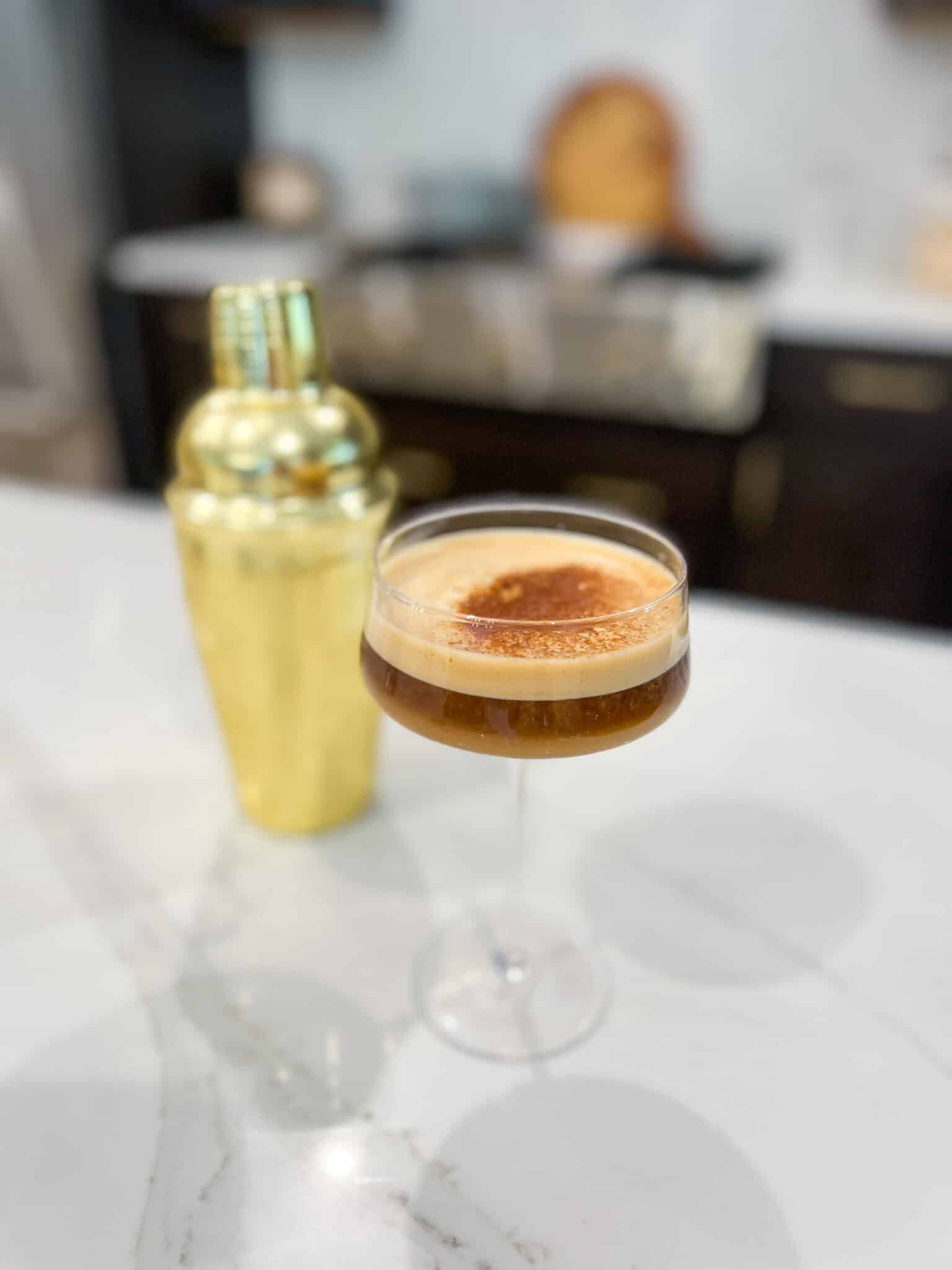 Pumpkin Cream Espresso Martini, Fall Cocktail, Stilettos and Diapers