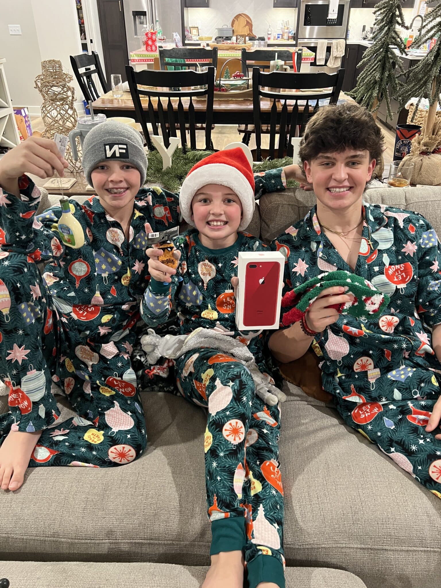Family matching Christmas pajamas, Wey family, stilettos and diapers