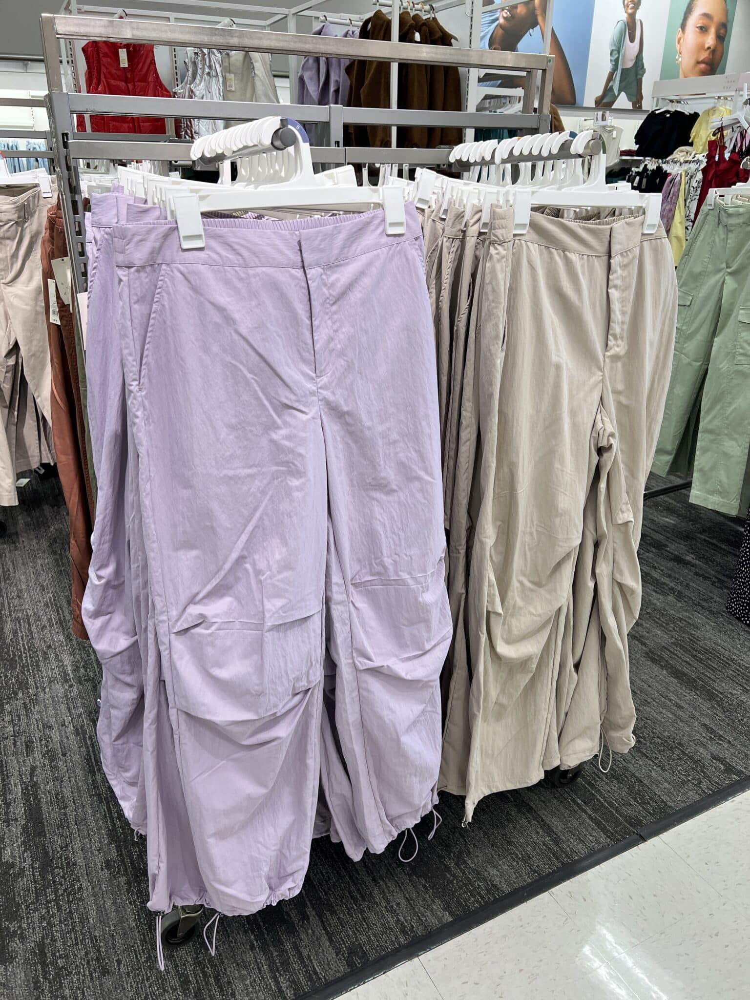 Gen Z parachute pants, affordable fashion, Spring Target Finds, Stilettos and Diapers
