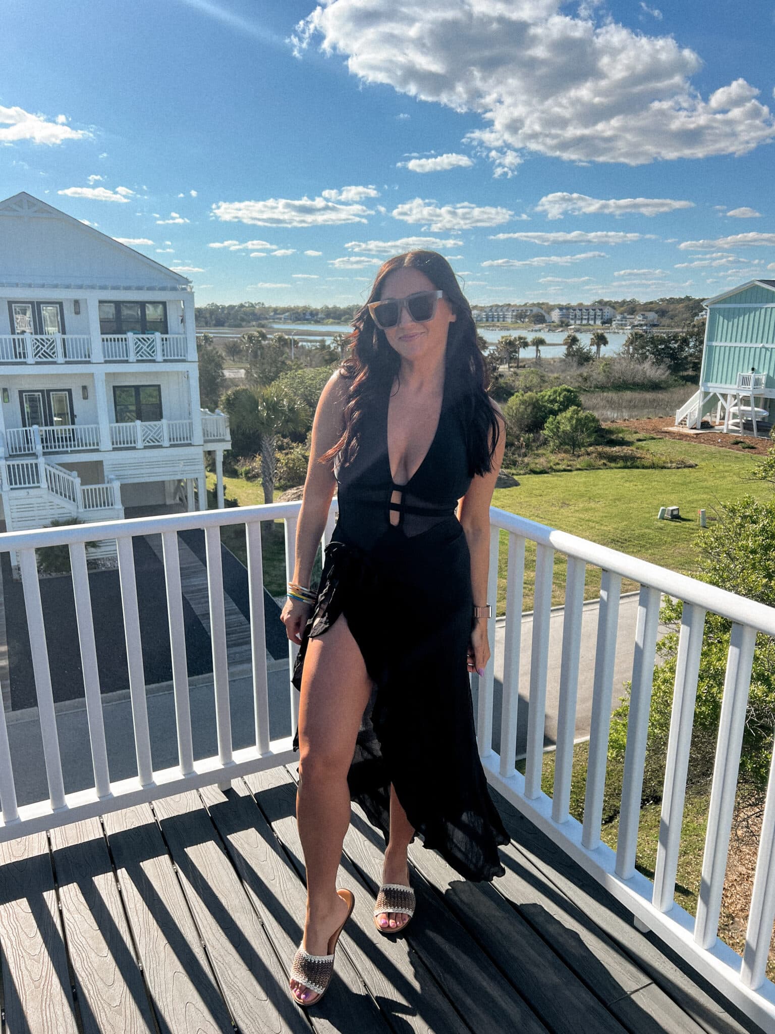 One piece black swimsuit, sexy one piece, Amazon swim, Stilettos and Diapers, Molly Wey, Ocean Isle Beach, NC