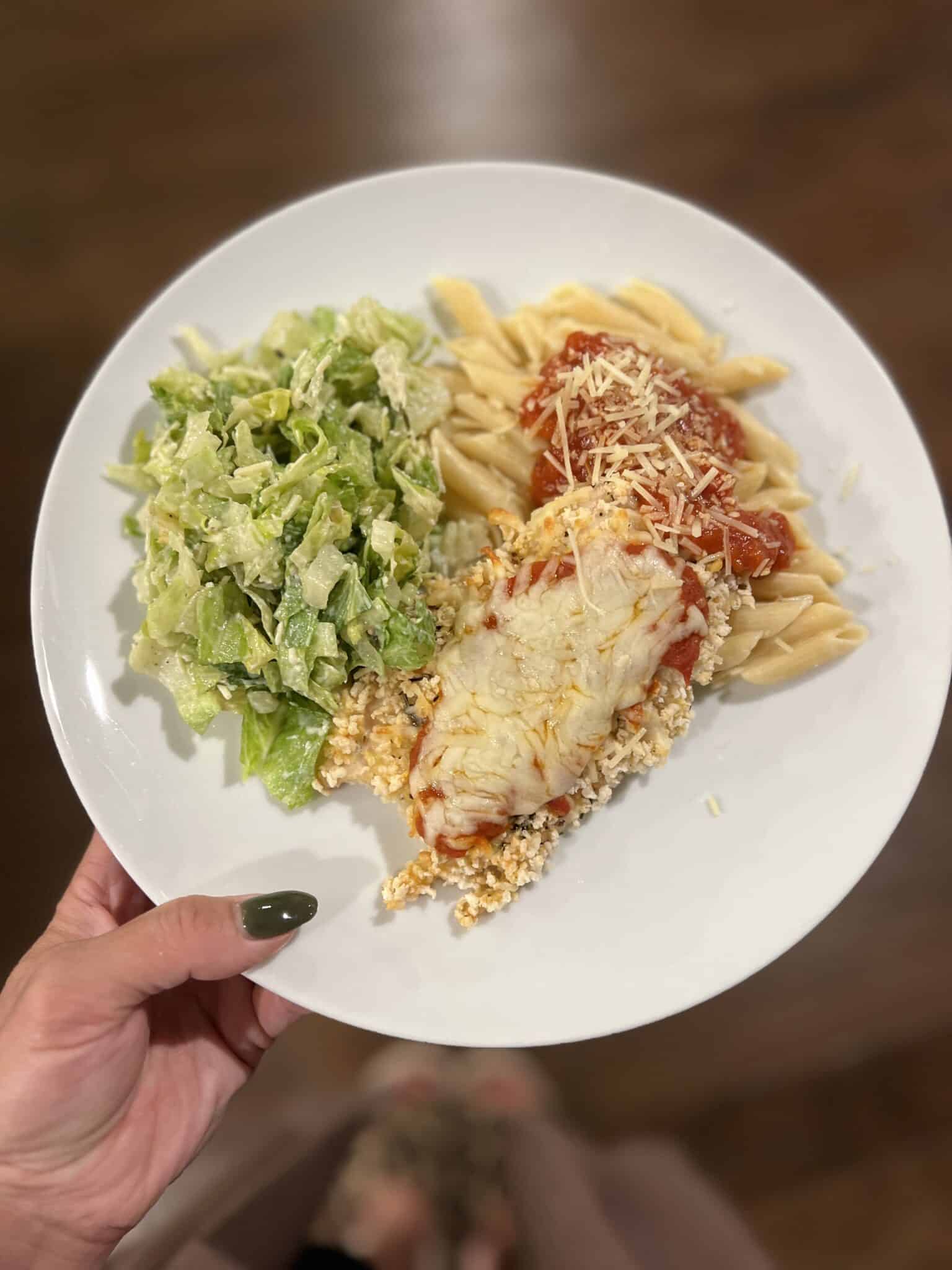 Baked Chicken Parmesan, Easy weeknight dinner, 30 minute dinner, stilettos and diapers