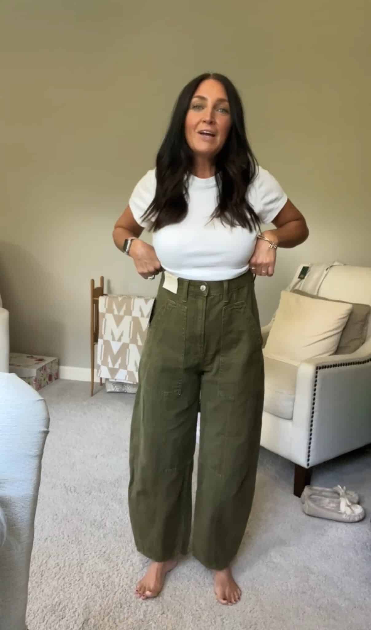 Barrel jeans, barrel utility pants, target style