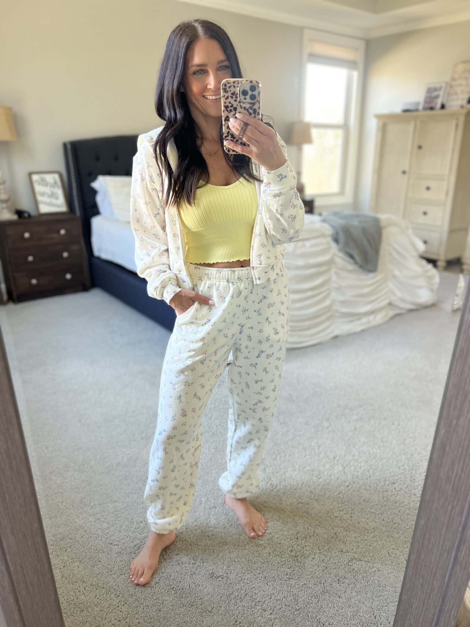 floral sweatsuit, spring fashion finds, walmart fashion, stilettos and diapers, molly wey