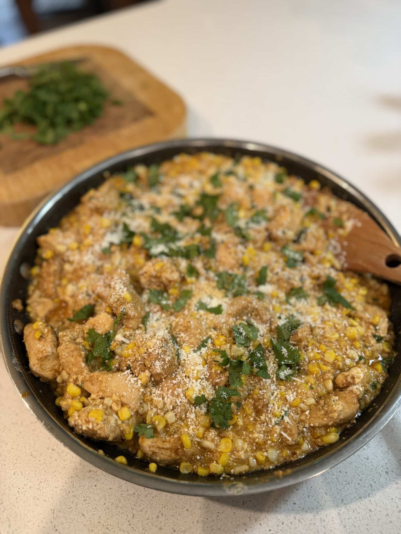 Street Corn Chicken, 30 minute meal, weeknight family dinner, chicken and rice recipe