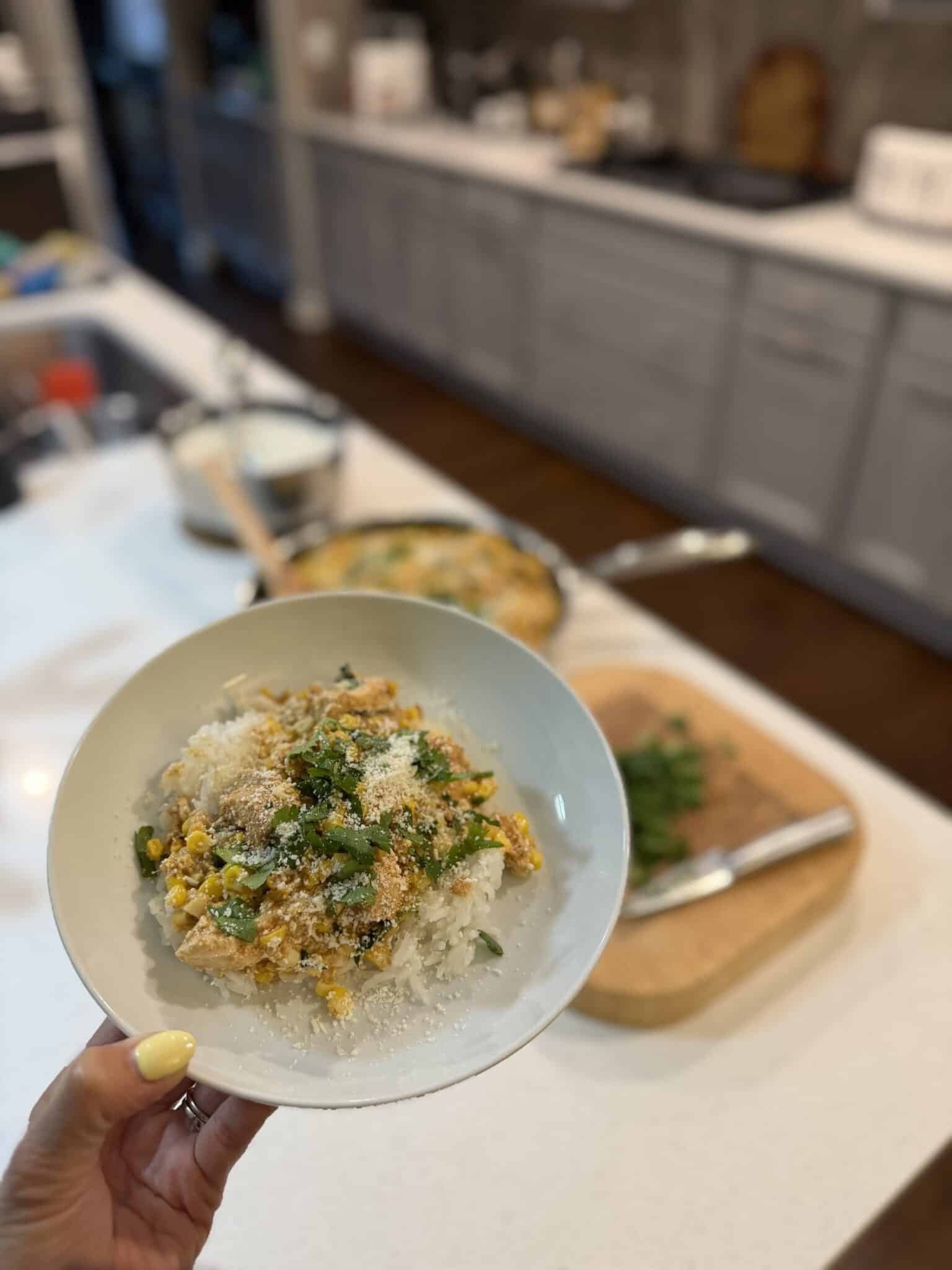 Street Corn Chicken, 30 minute meal, weeknight family dinner