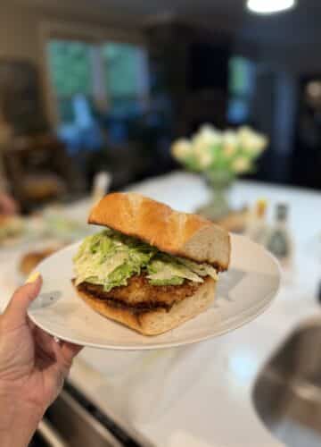 Crispy Chicken caesar sandwiches, teen approved dinner, 30 minute meals, weeknight dinners
