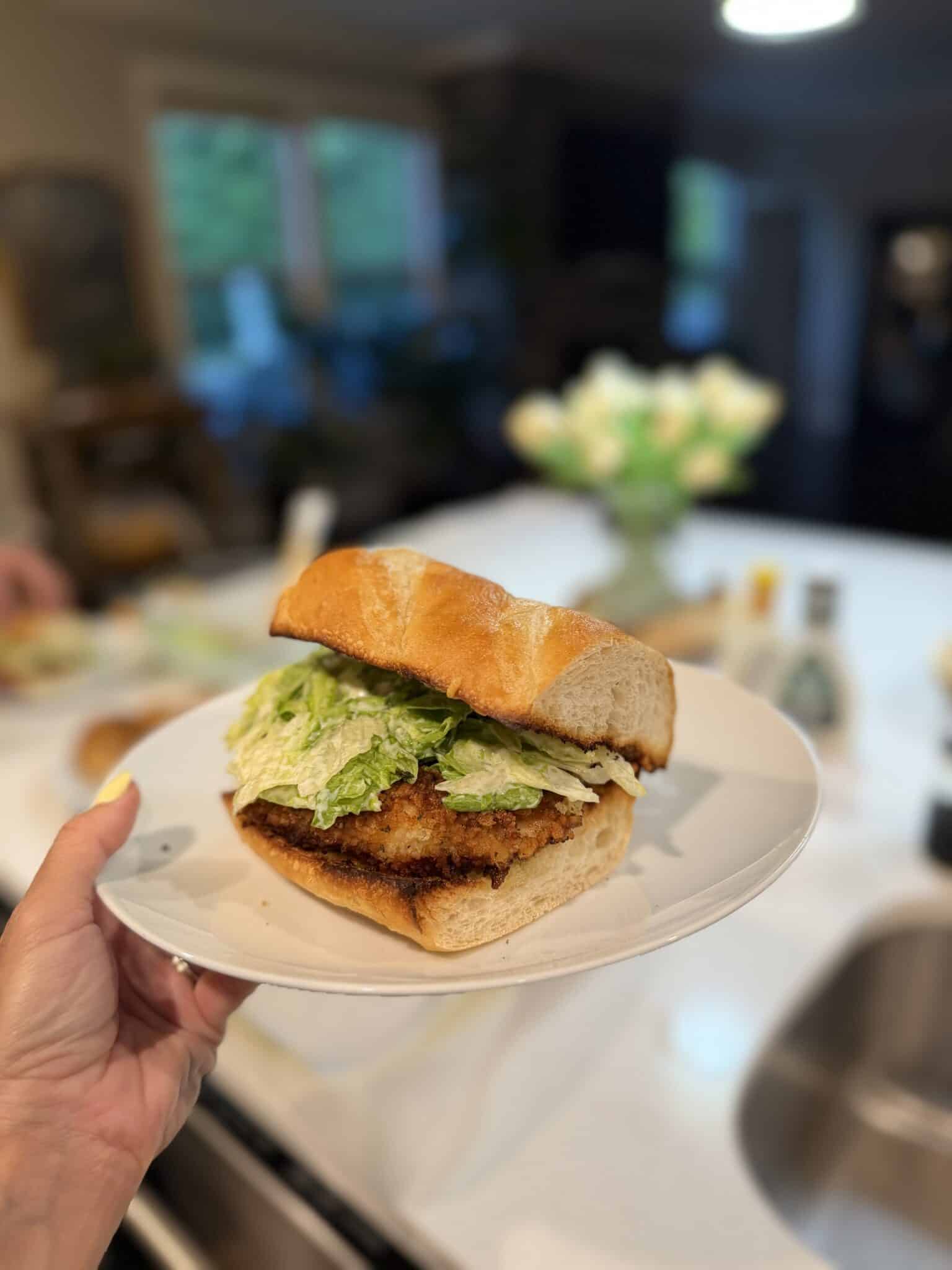 Crispy Chicken caesar sandwiches, teen approved dinner, 30 minute meals, weeknight dinners