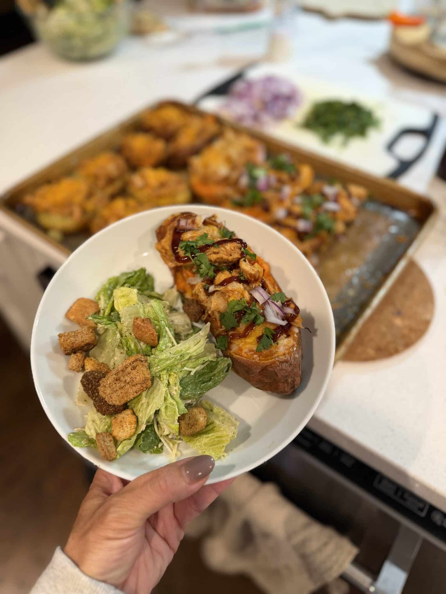 BBQ Chicken stuffed potatoes, Weeknight family meals, weeknight dinner, easy dinner, stilettos and diapers