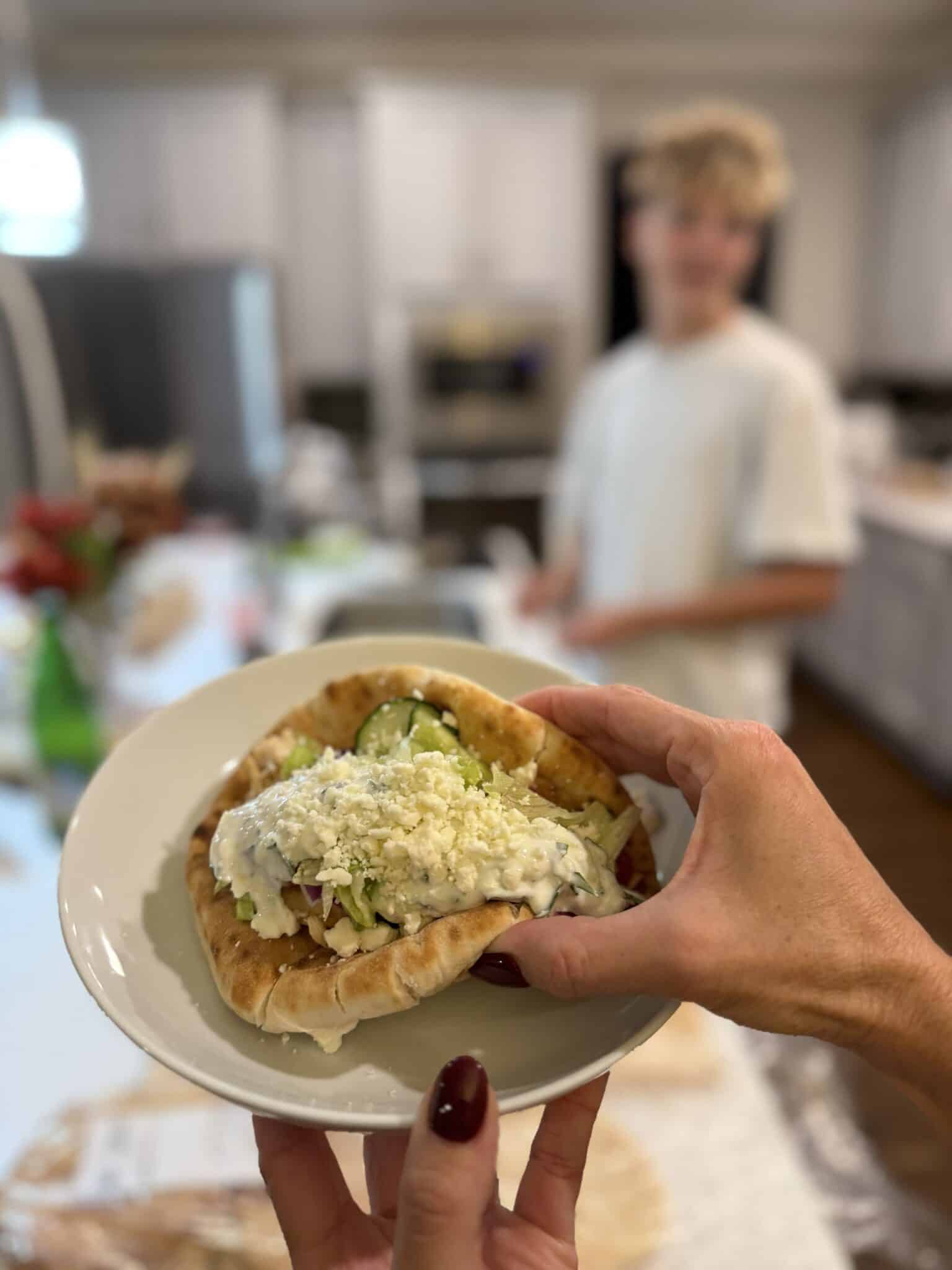 Greek Chicken Pitas, easy weeknight dinner ideas, teen meal ideas, stilettos and diapers